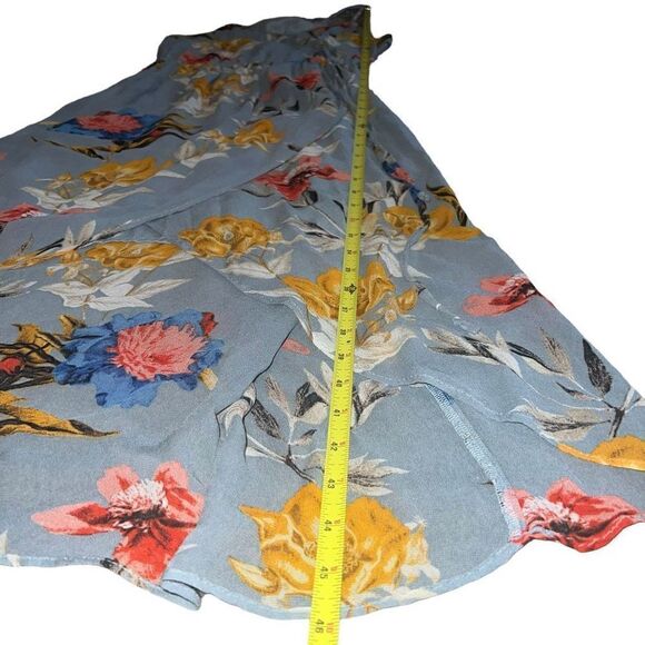 LUCKY BRAND Blue Floral Print Hi-Low Faux Wrap Dress Size XS - Picture 11 of 11